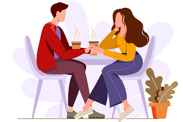 Man and woman sharing coffee