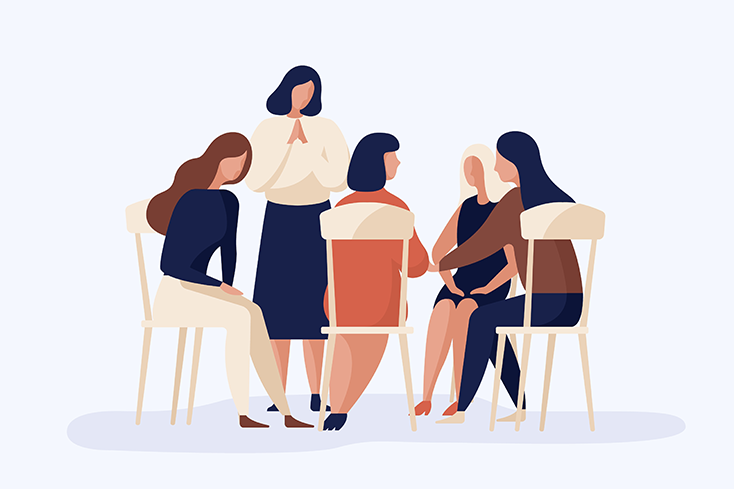 Group of women sitting in a circle talking