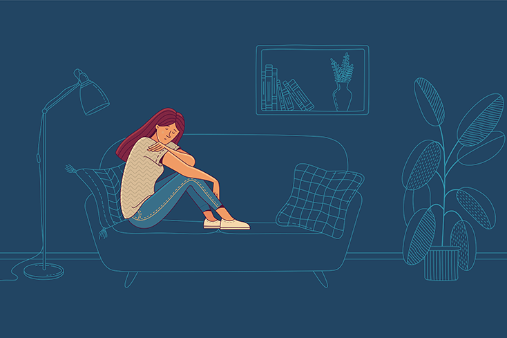 Illustration of person sitting on couch